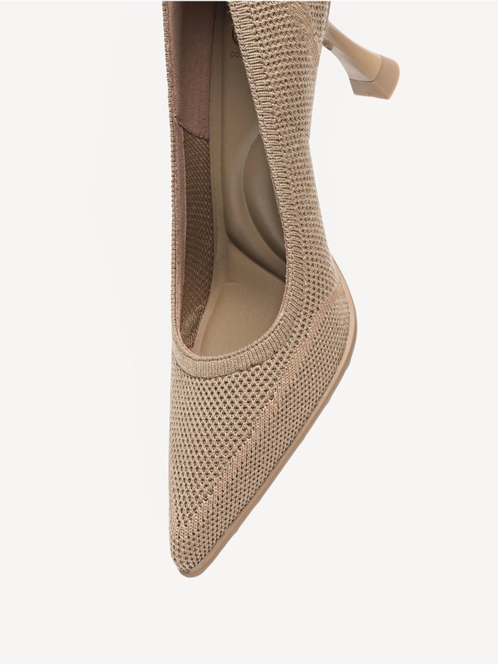 Knit Pointed-Toe Pumps in Taupe - Picture 5 of 13